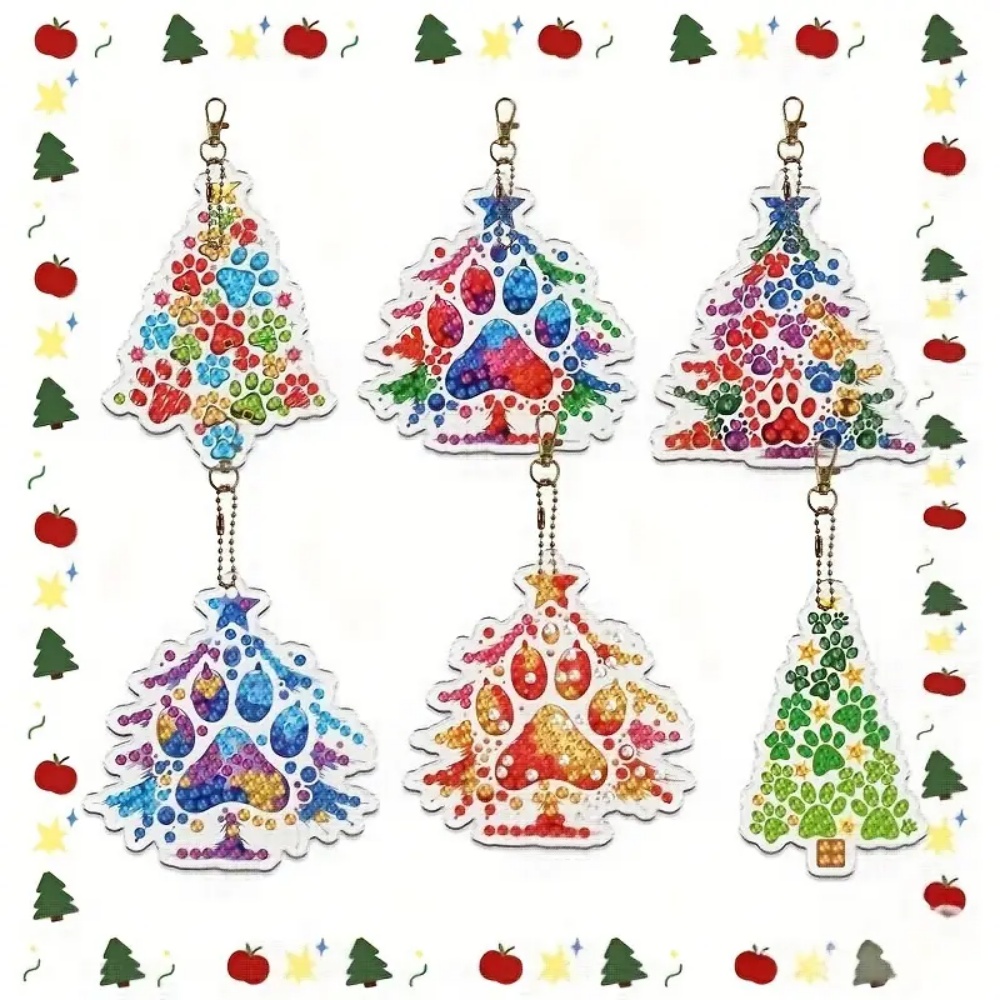 Resin Craft For Beginners - 6 stks/set DIY Kerstboompatroon Diamant Schilderij