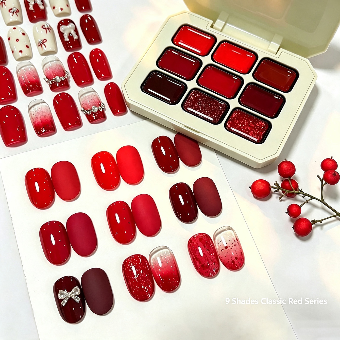 Resin Glitter Pack - 9 kleuren klassieke rode effen nagelgel